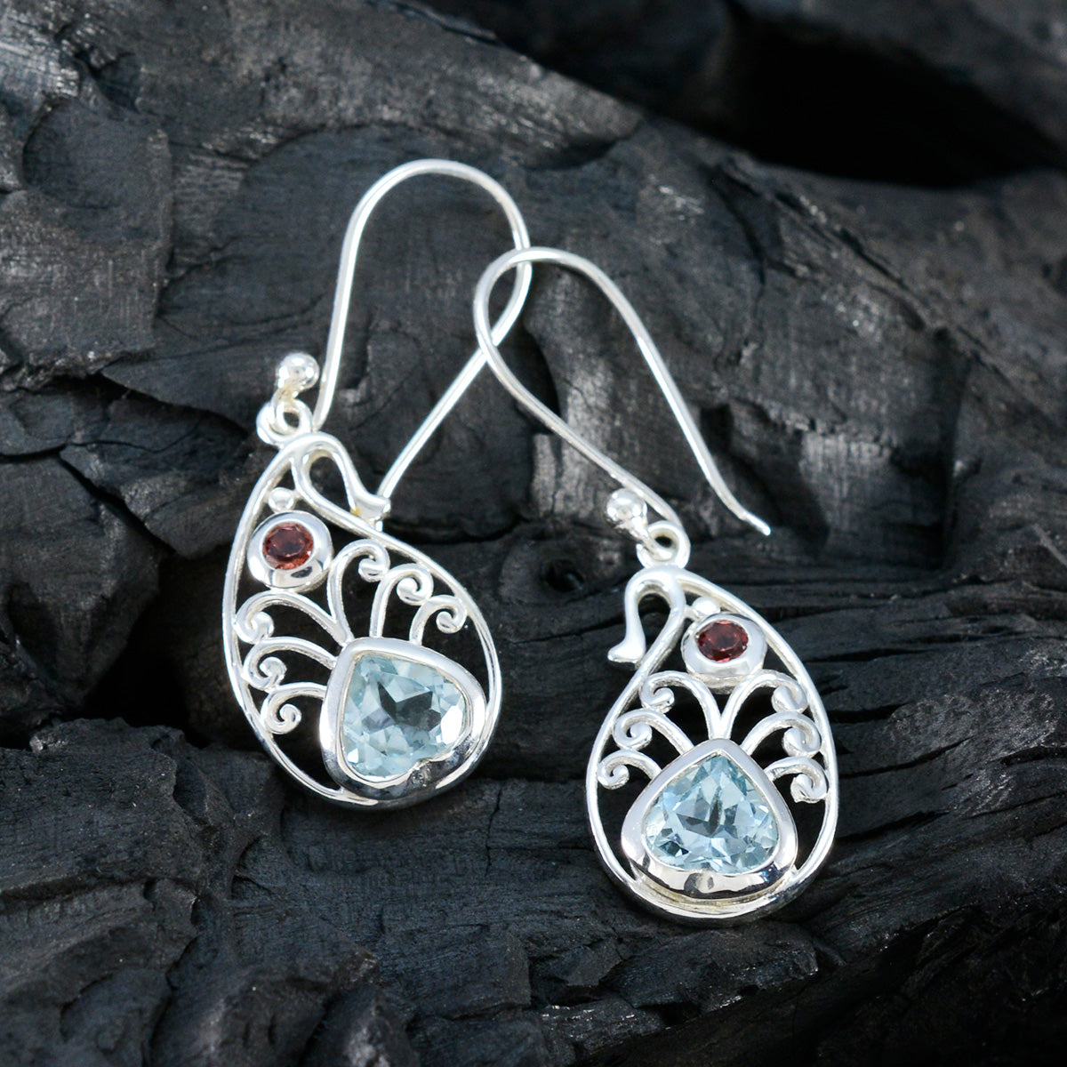 Multi-Middle-Eastern-Freya-multiple-Dangle-multicolor-Silver-Earring