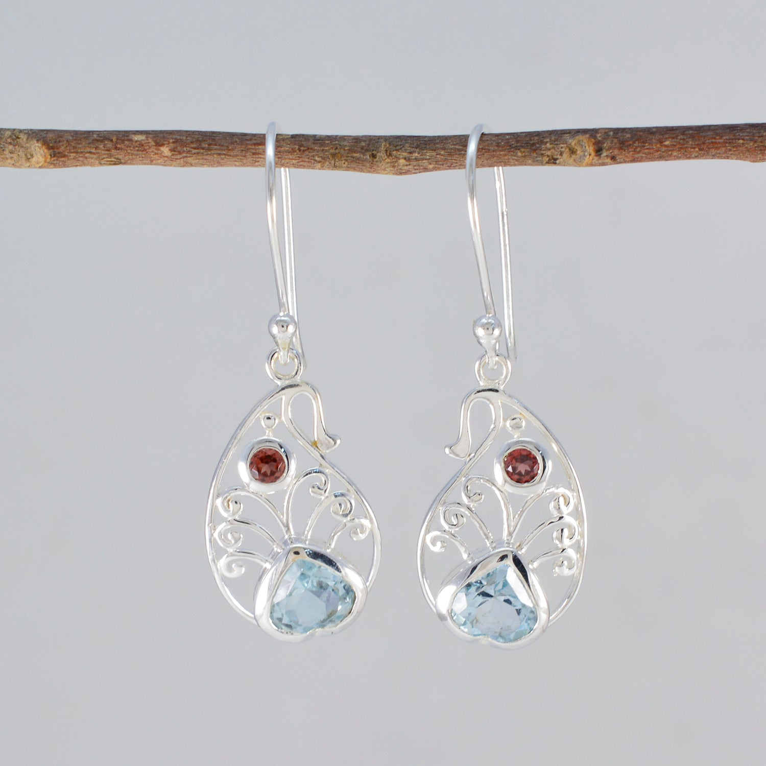 Multi-Middle-Eastern-Freya-multiple-Dangle-multicolor-Silver-Earring