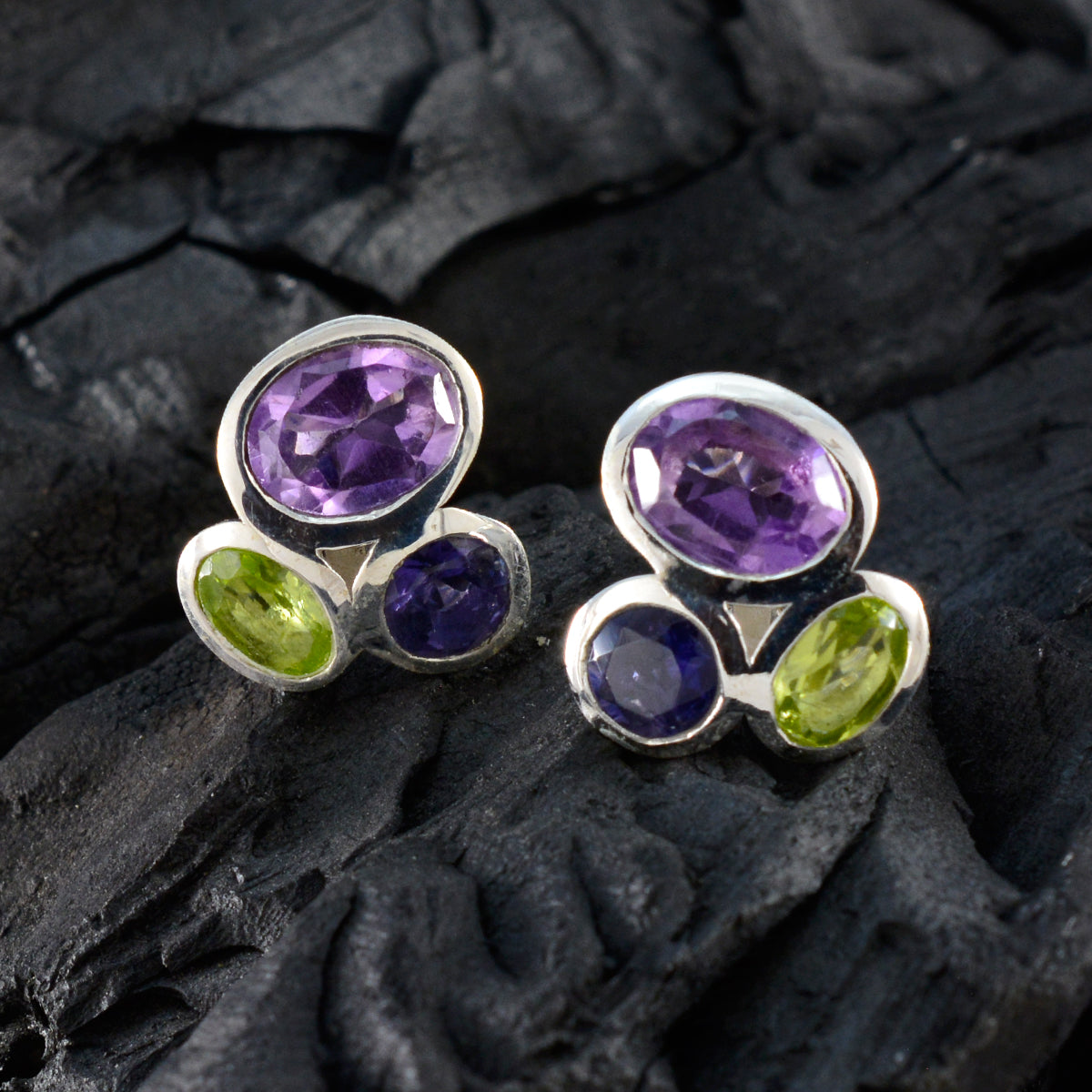 Multi-African-Mila-multiple-Stud-multicolor-925-Sterling-Silver-Earring