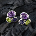 Multi-African-Mila-multiple-Stud-multicolor-925-Sterling-Silver-Earring