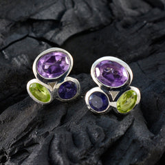 Multi-African-Mila-multiple-Stud-multicolor-925-Sterling-Silver-Earring