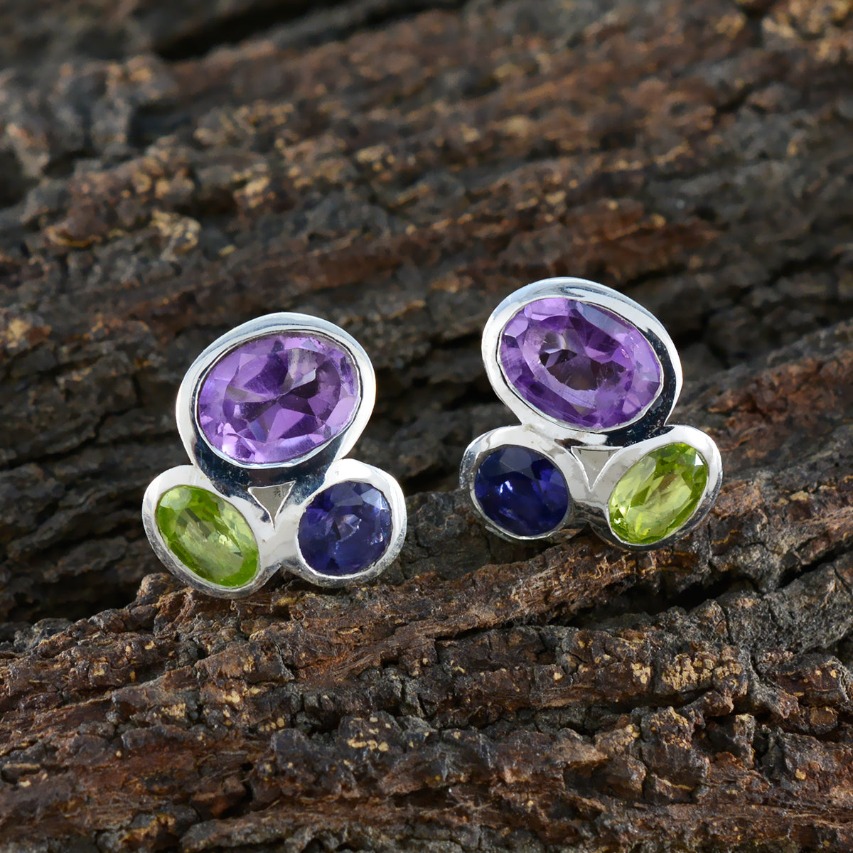 Multi-African-Mila-multiple-Stud-multicolor-925-Sterling-Silver-Earring