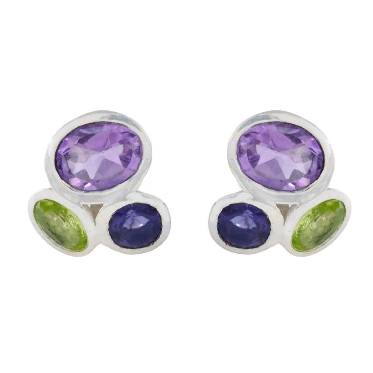 Multi-African-Mila-multiple-Stud-multicolor-925-Sterling-Silver-Earring