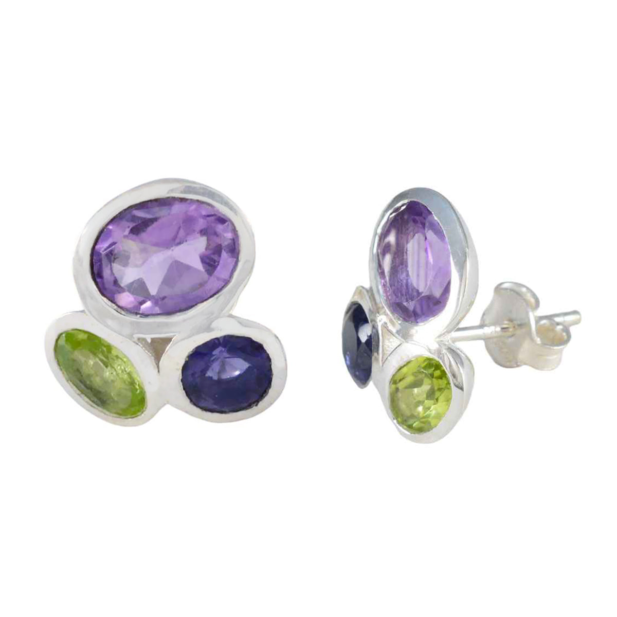 Multi-African-Mila-multiple-Stud-multicolor-925-Sterling-Silver-Earring