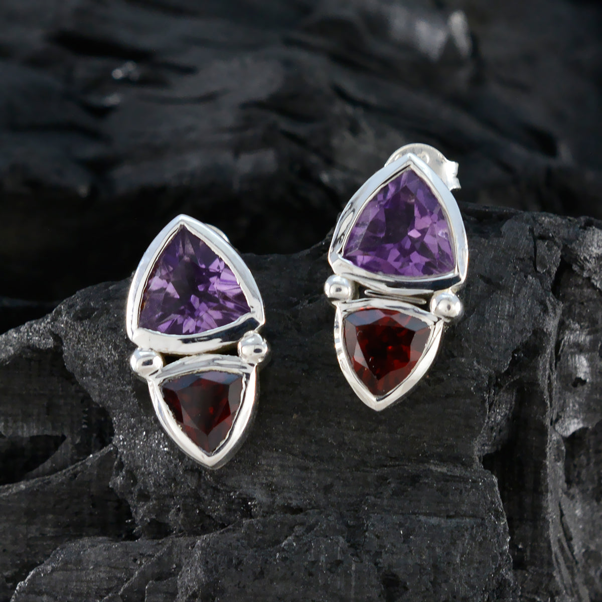 Multi Middle Eastern Aurora Toi et Moi Stud multicolor Sterling Silver Earring Второстепенное изображение товара