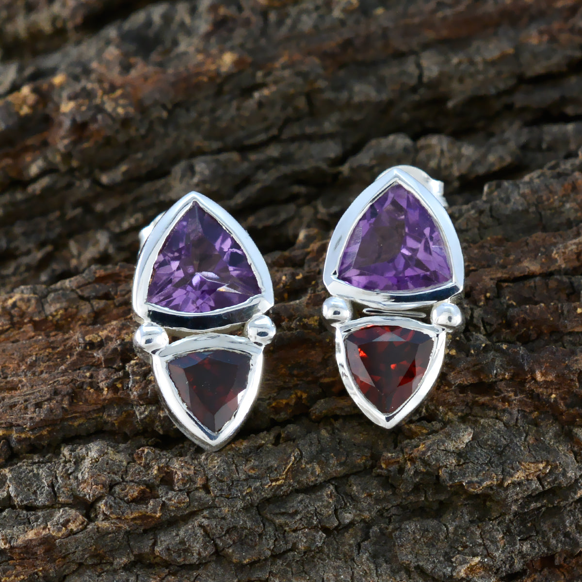 Multi-Middle-Eastern-Aurora-Toi-et-Moi-Stud-multicolor-Sterling-Silver-Earring