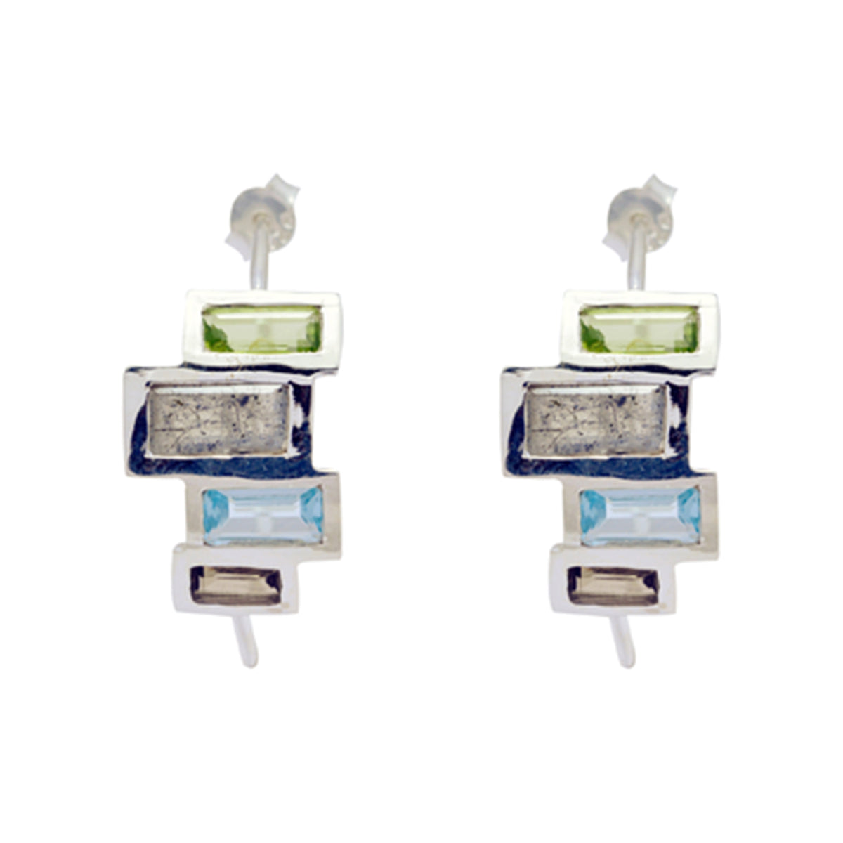 Multi-Russian-Natalie-multiple-Stud-multicolor-925-Silver-Earring Main image