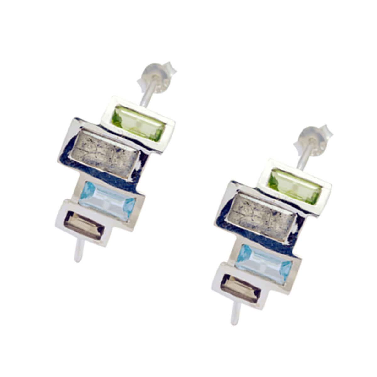 Multi Russian Natalie multiple Stud multicolor 925 Silver Earring Secondary image