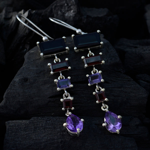 Multi-African-Aurora-multiple-Dangle-multicolor-925-Silver-Earring