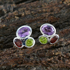 Multi-Moroccan-Nella-multiple-Stud-multicolor-Silver-Earring