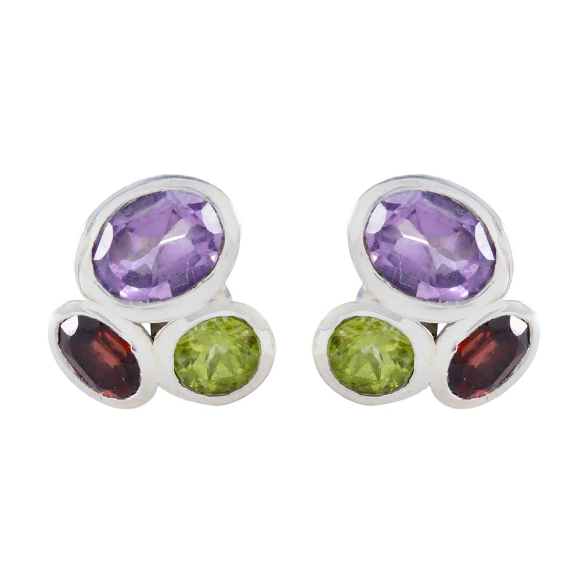 Multi-Moroccan-Nella-multiple-Stud-multicolor-Silver-Earring