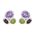 Multi-Moroccan-Nella-multiple-Stud-multicolor-Silver-Earring