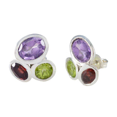 Multi-Moroccan-Nella-multiple-Stud-multicolor-Silver-Earring