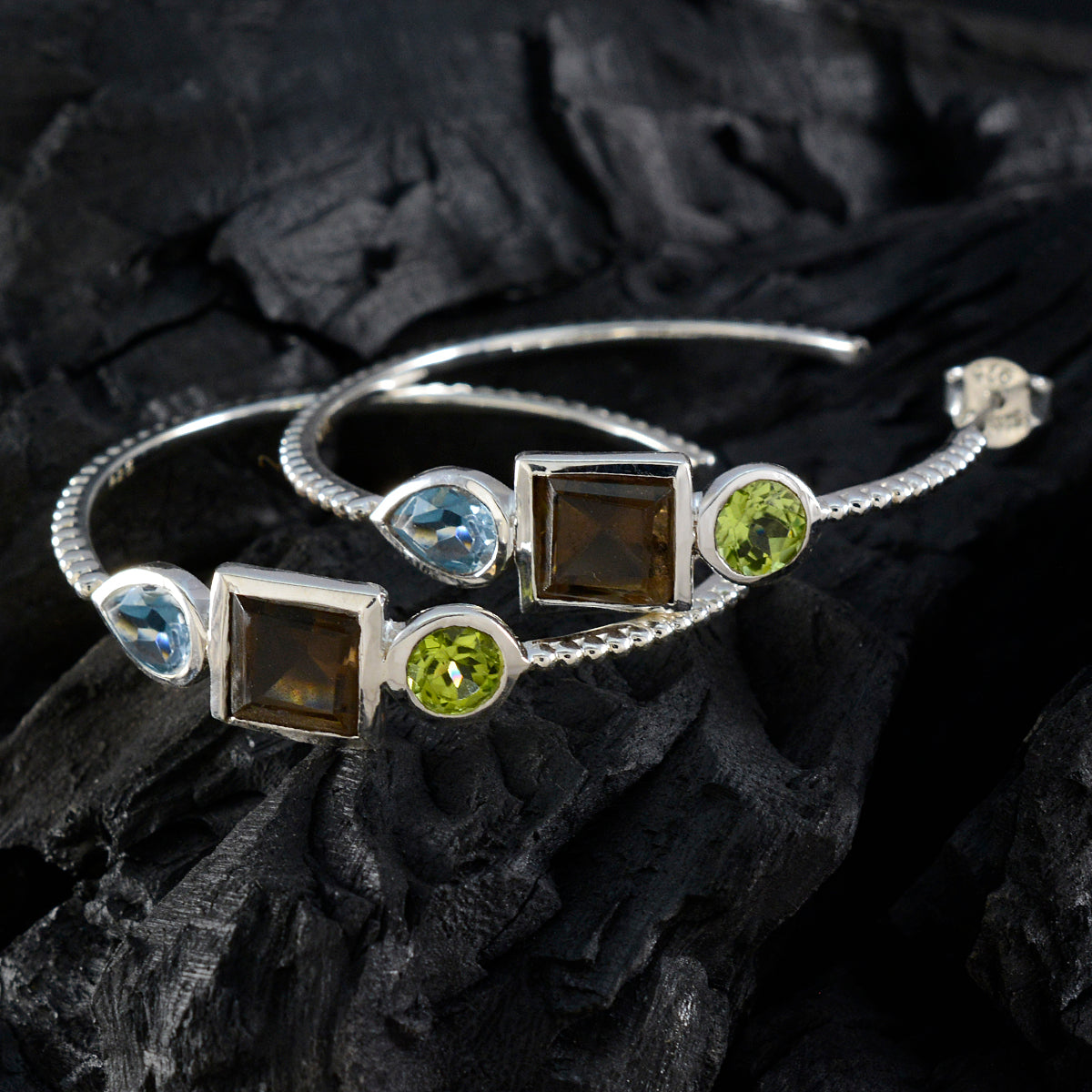 Multi-Latin-American-Hua-Trilogy-Stud-multicolor-925-Sterling-Silver-Earring