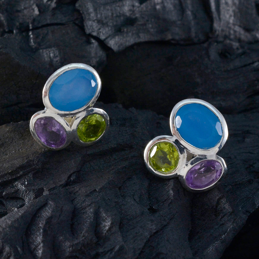 Multi-Turkish-Penelope-multiple-Stud-multicolor-Silver-Earring