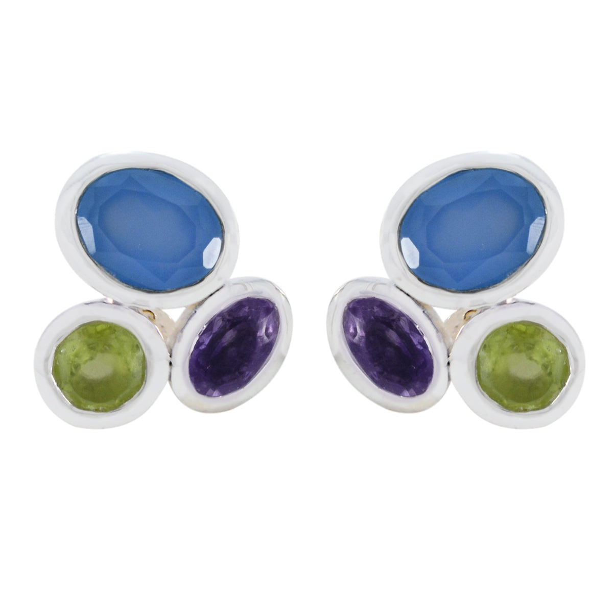 Multi-Turkish-Penelope-multiple-Stud-multicolor-Silver-Earring