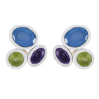 Multi-Turkish-Penelope-multiple-Stud-multicolor-Silver-Earring
