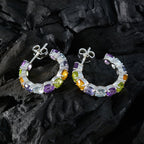 Multi-Italian-Riley-multiple-Stud-multicolor-Silver-Earring