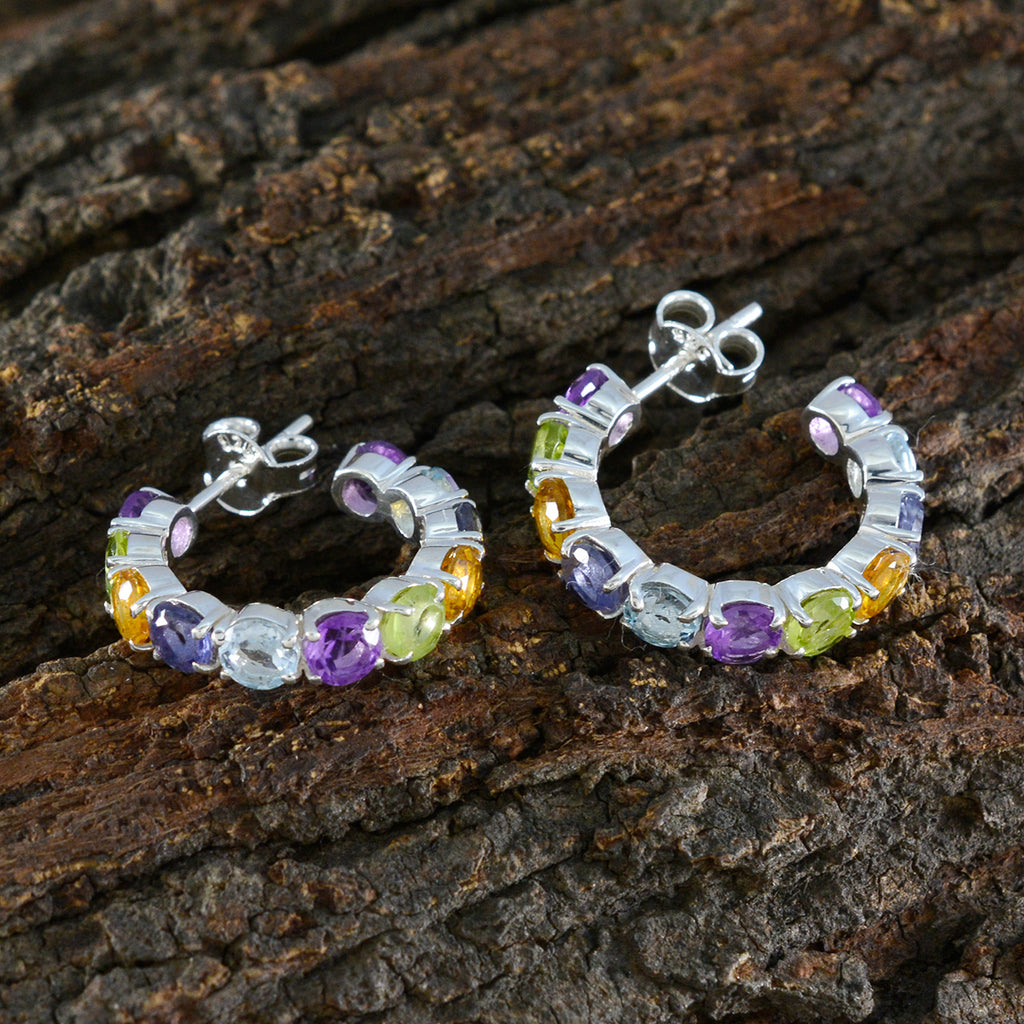 Multi-Italian-Riley-multiple-Stud-multicolor-Silver-Earring