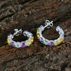 Multi-Italian-Riley-multiple-Stud-multicolor-Silver-Earring