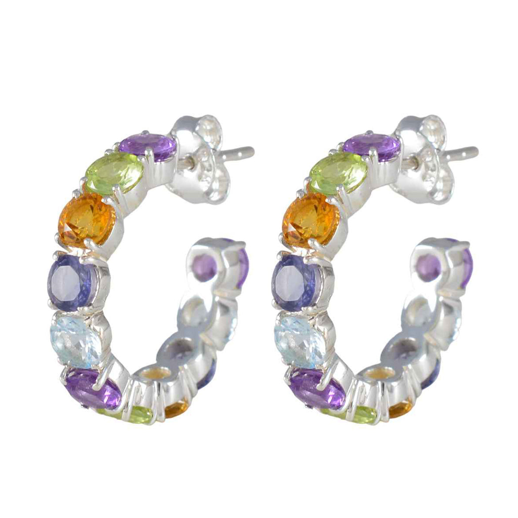 Multi-Italian-Riley-multiple-Stud-multicolor-Silver-Earring