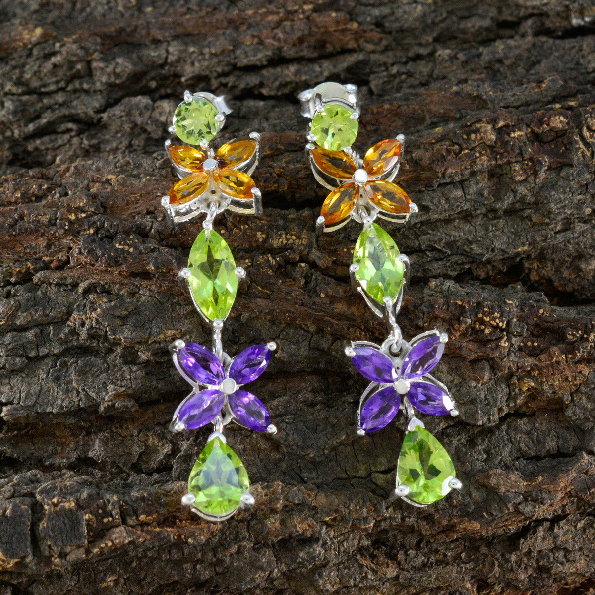 Multi-Mexican-Camilla-multiple-Stud-multicolor-925-Silver-Earring