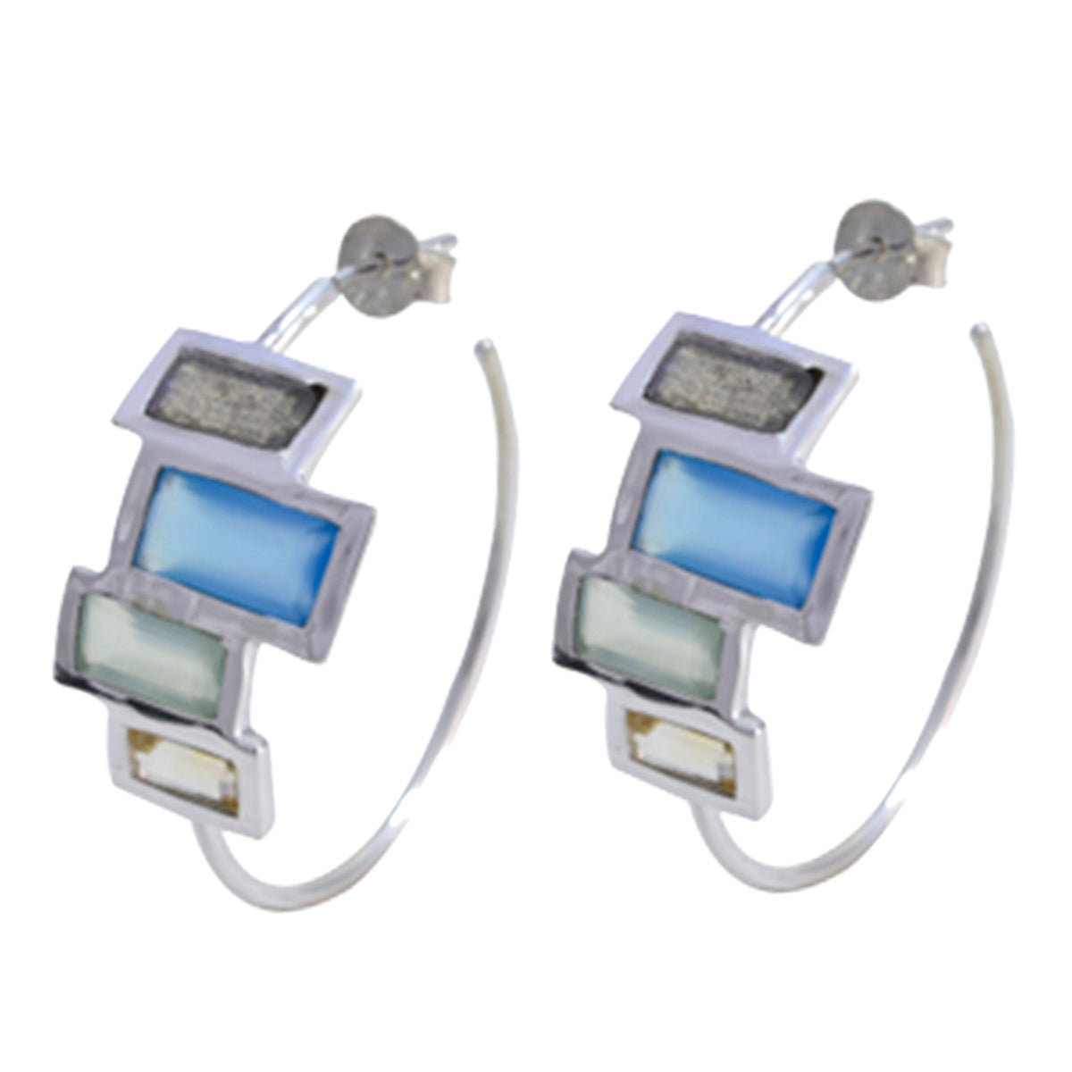 Multi-Russian-Camila-multiple-Stud-multicolor-92.5-Silver-Earring Huvudsaklig produktbild