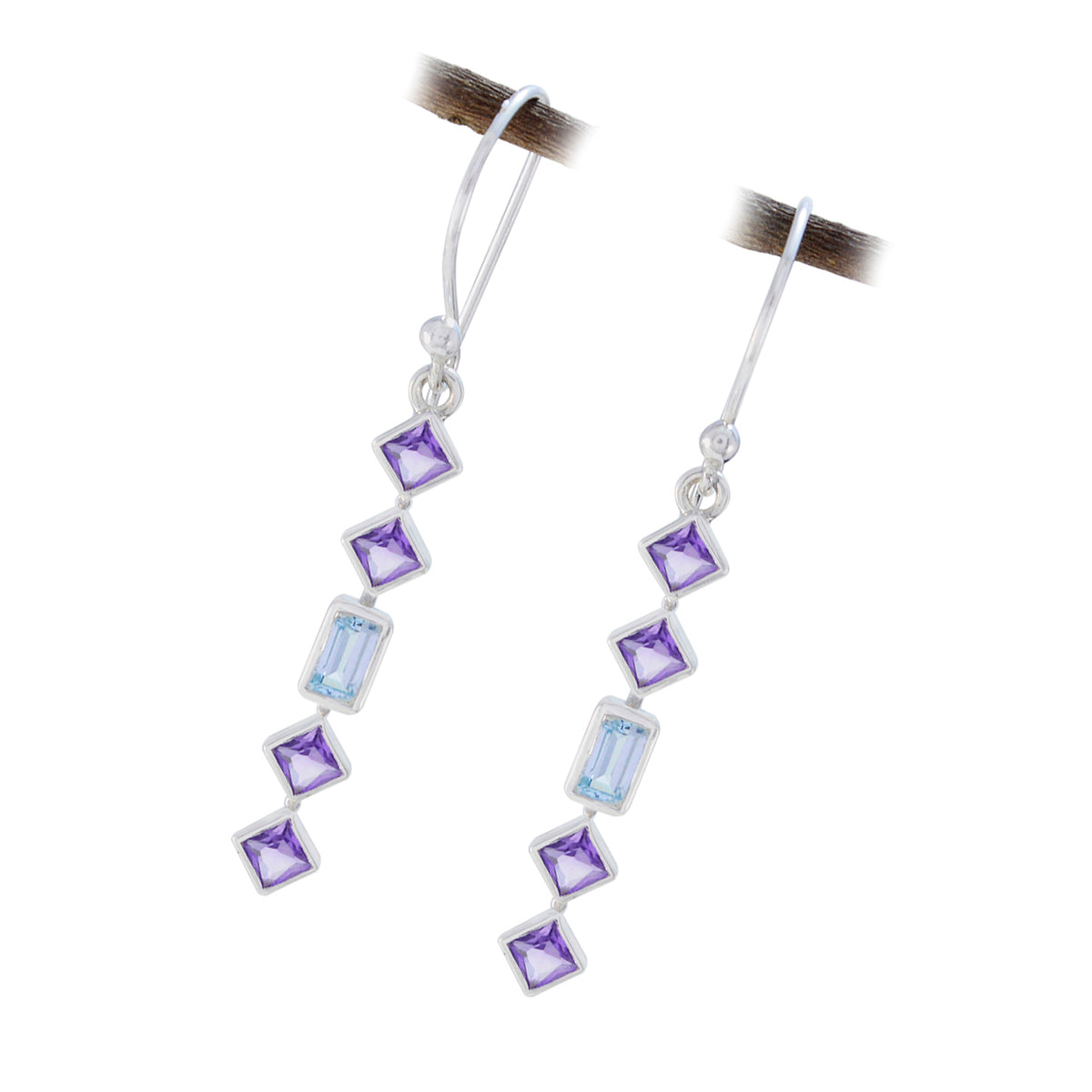 Mellanöstern Sarah flerfärgad hängande örhänge i sterlingsilver Sekundär produktbild