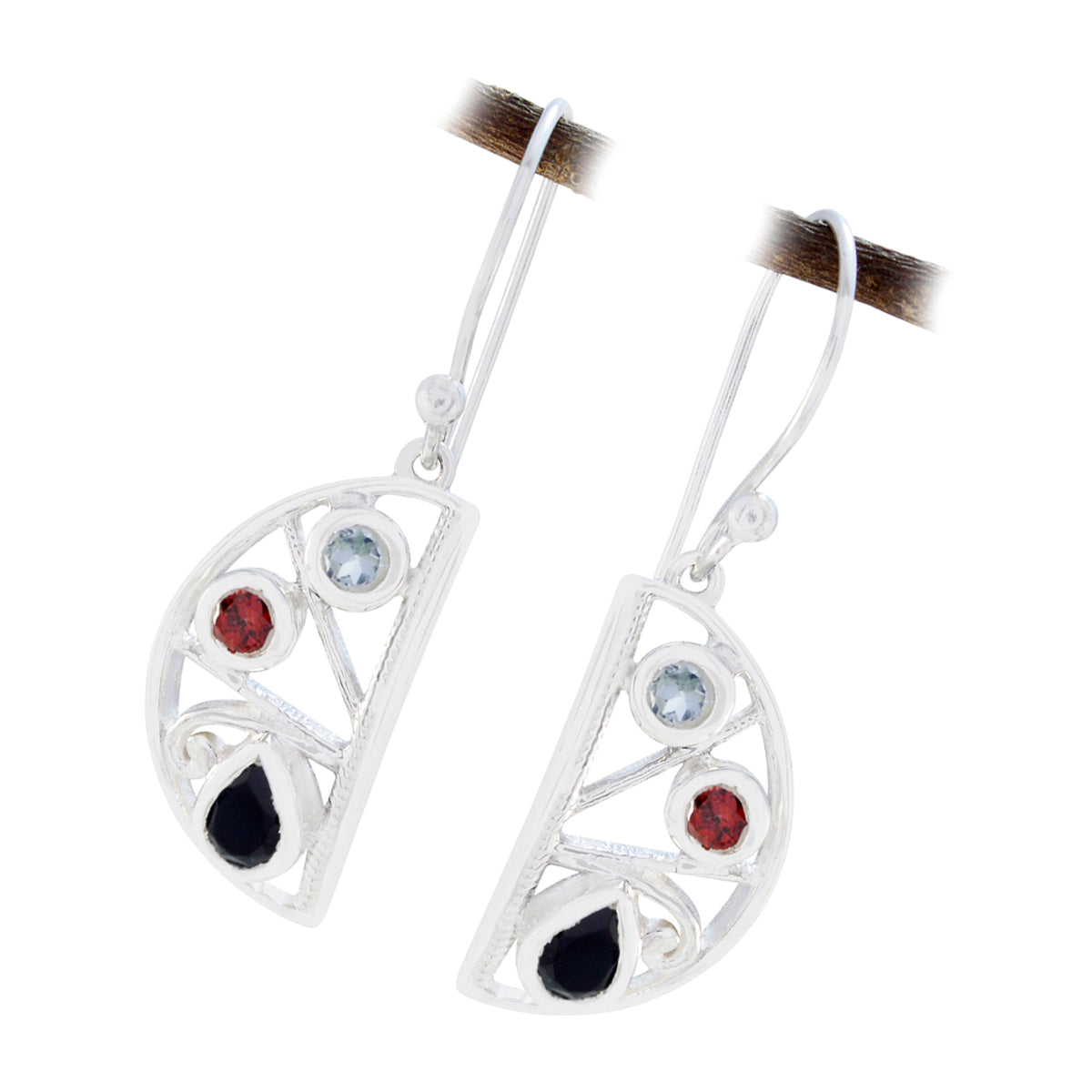 Multi-Australian-Autumn-multiple-Dangle-multicolor-Silver-Earring