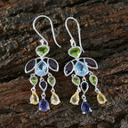 Multi-French-Sakura-multiple-Dangle-multicolor-Sterling-Silver-Earring