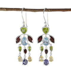 Multi-French-Sakura-multiple-Dangle-multicolor-Sterling-Silver-Earring