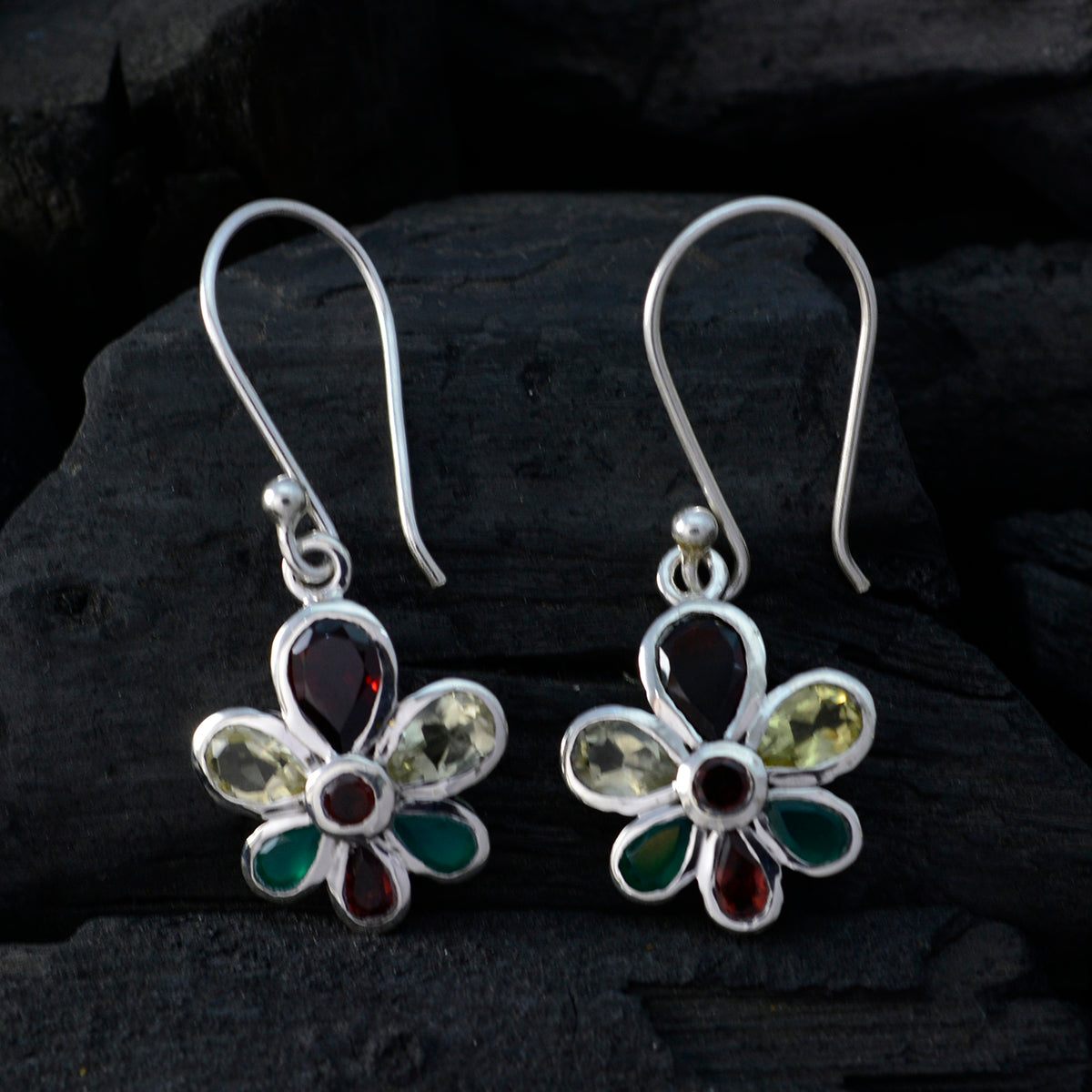 Multi-Egyptian-Nari-multiple-Dangle-multicolor-925-Sterling-Silver-Earring