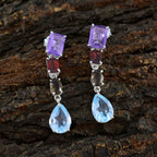 Multi-American-Lourdes-quarter-Stud-multicolor-Silver-Earring