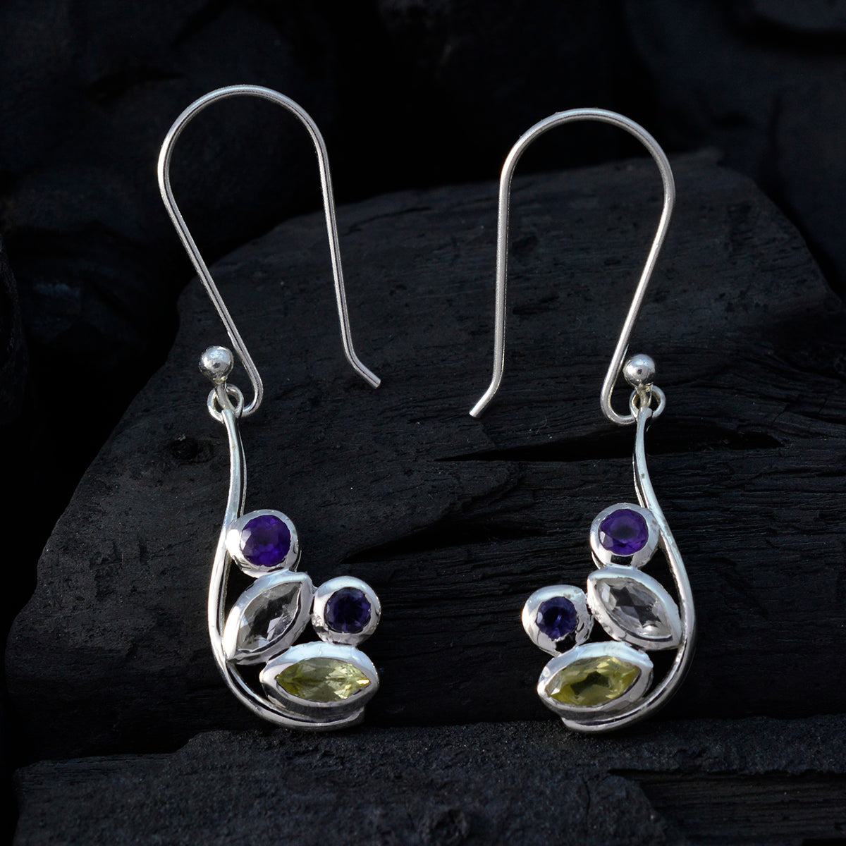 Multi-Italian-Victoria-quarter-Dangle-multicolor-92.5-Silver-Earring