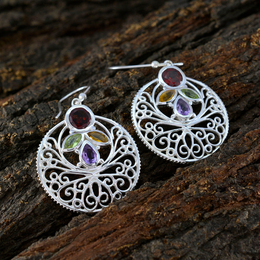 Multi-Spanish-Katarina-quarter-Dangle-multicolor-Silver-Earring