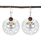 Multi-Spanish-Katarina-quarter-Dangle-multicolor-Silver-Earring