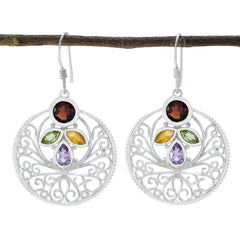 Multi-Spanish-Katarina-quarter-Dangle-multicolor-Silver-Earring