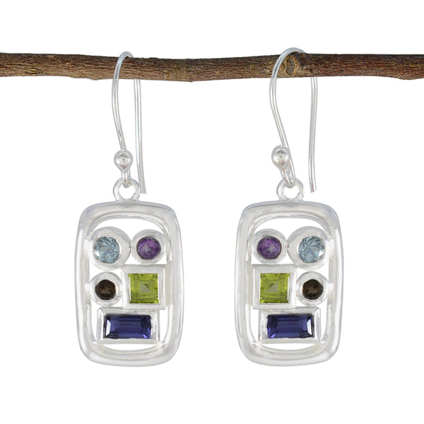 Multi-Russian-Daniela-Penta-Dangle-multicolor-Silver-Earring