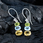 Multi-French-Victoria-multiple-Dangle-multicolor-Sterling-Silver-Earring