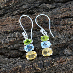 Multi-French-Victoria-multiple-Dangle-multicolor-Sterling-Silver-Earring