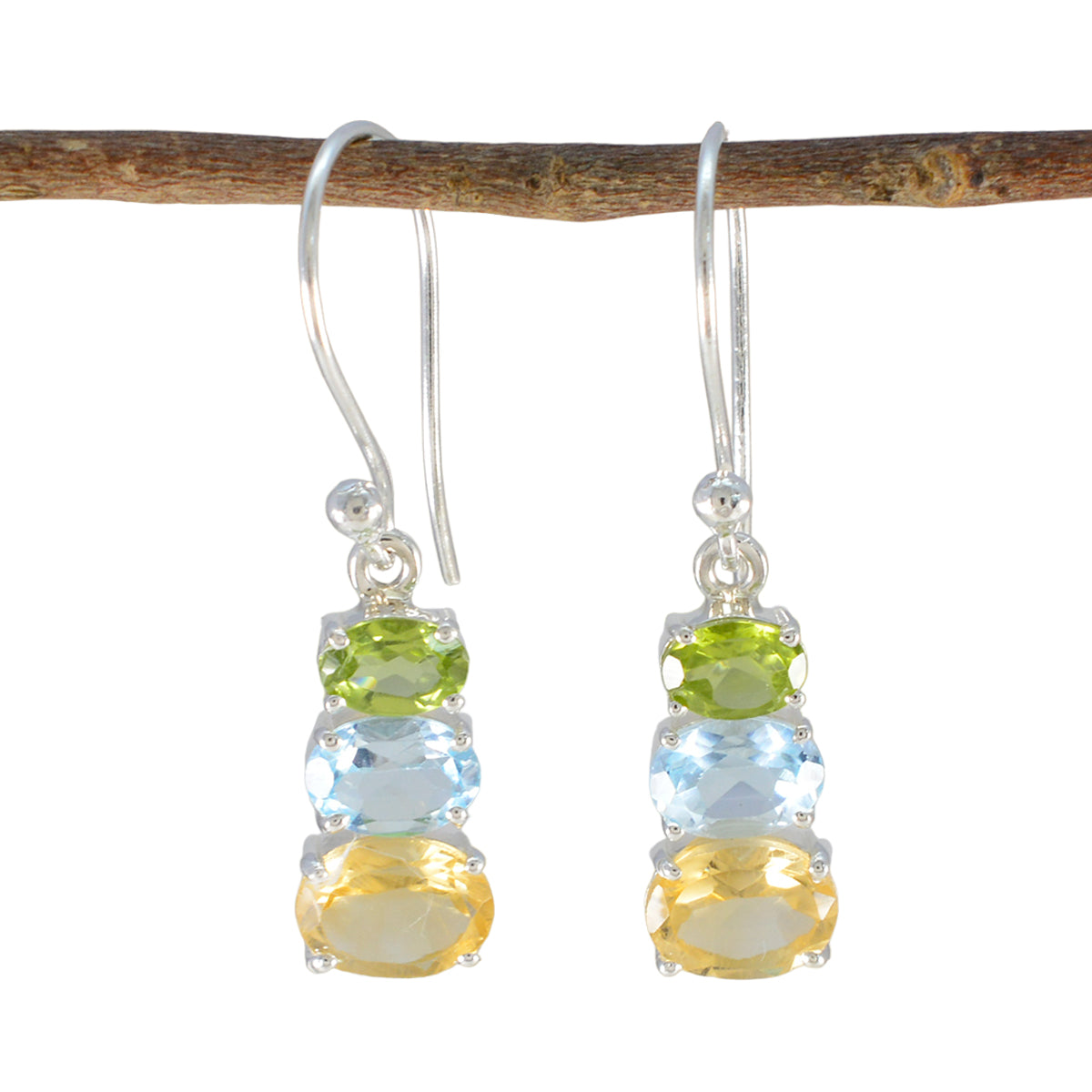 Multi-French-Victoria-multiple-Dangle-multicolor-Sterling-Silver-Earring Main image