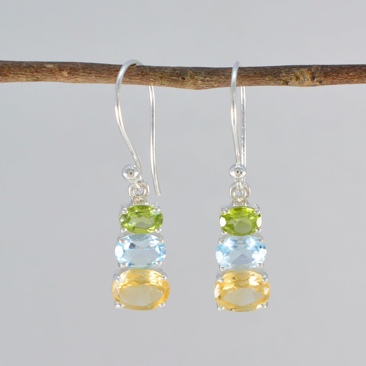 Multi French Victoria multiple Dangle multicolor Sterling Silver Earring Secondary image