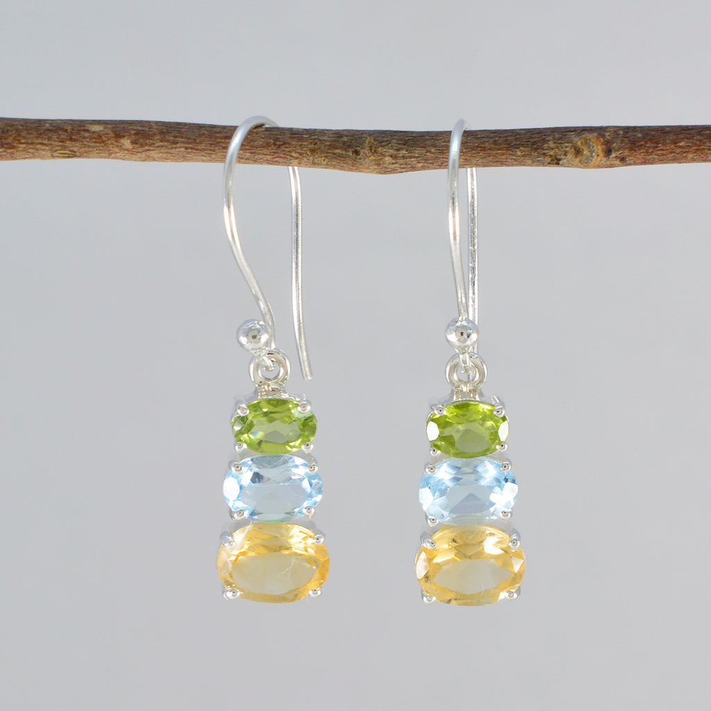 Multi-French-Victoria-multiple-Dangle-multicolor-Sterling-Silver-Earring