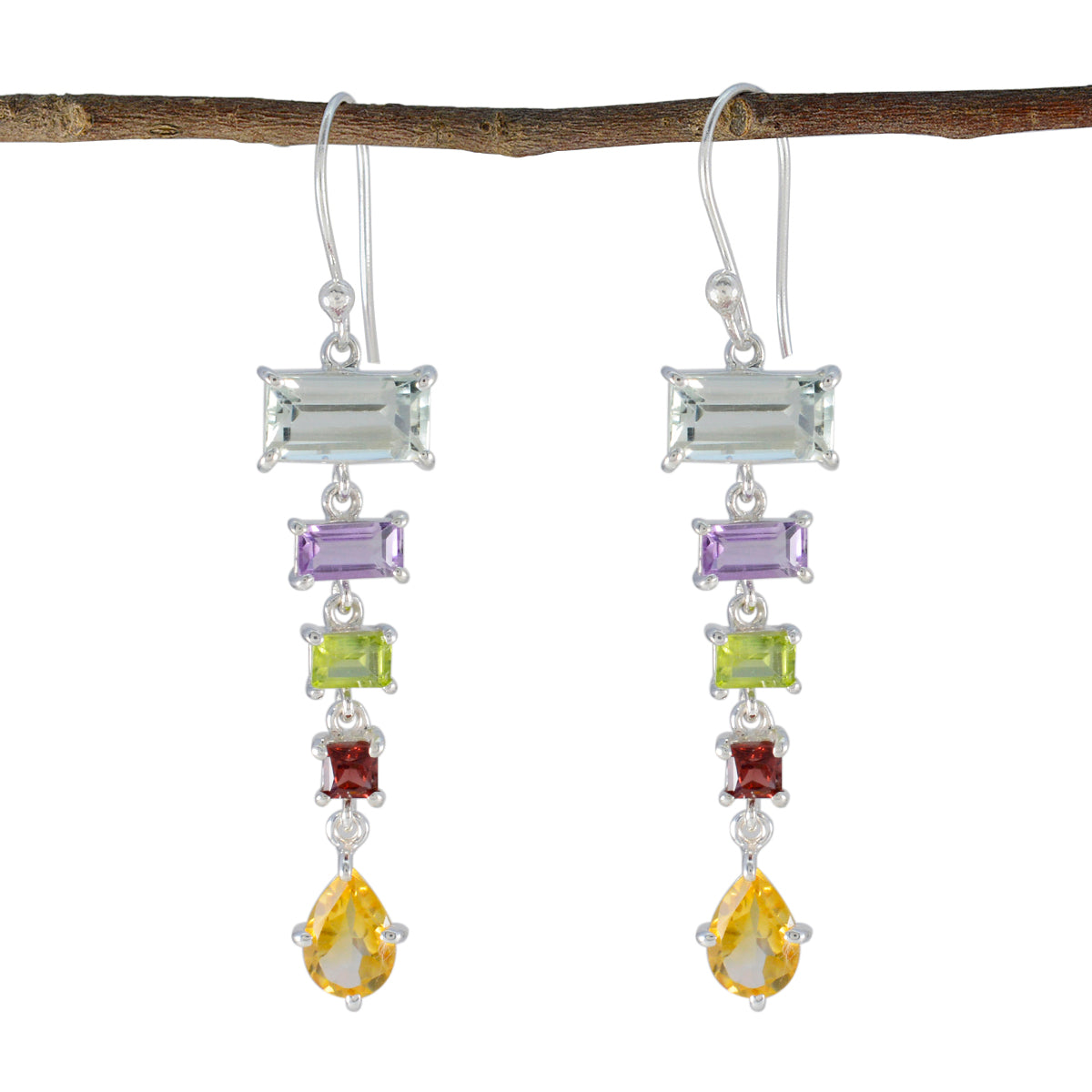 Multi-Middle-Eastern-Riley-Penta-Dangle-multicolor-92.5-Silver-Earring メイン画像