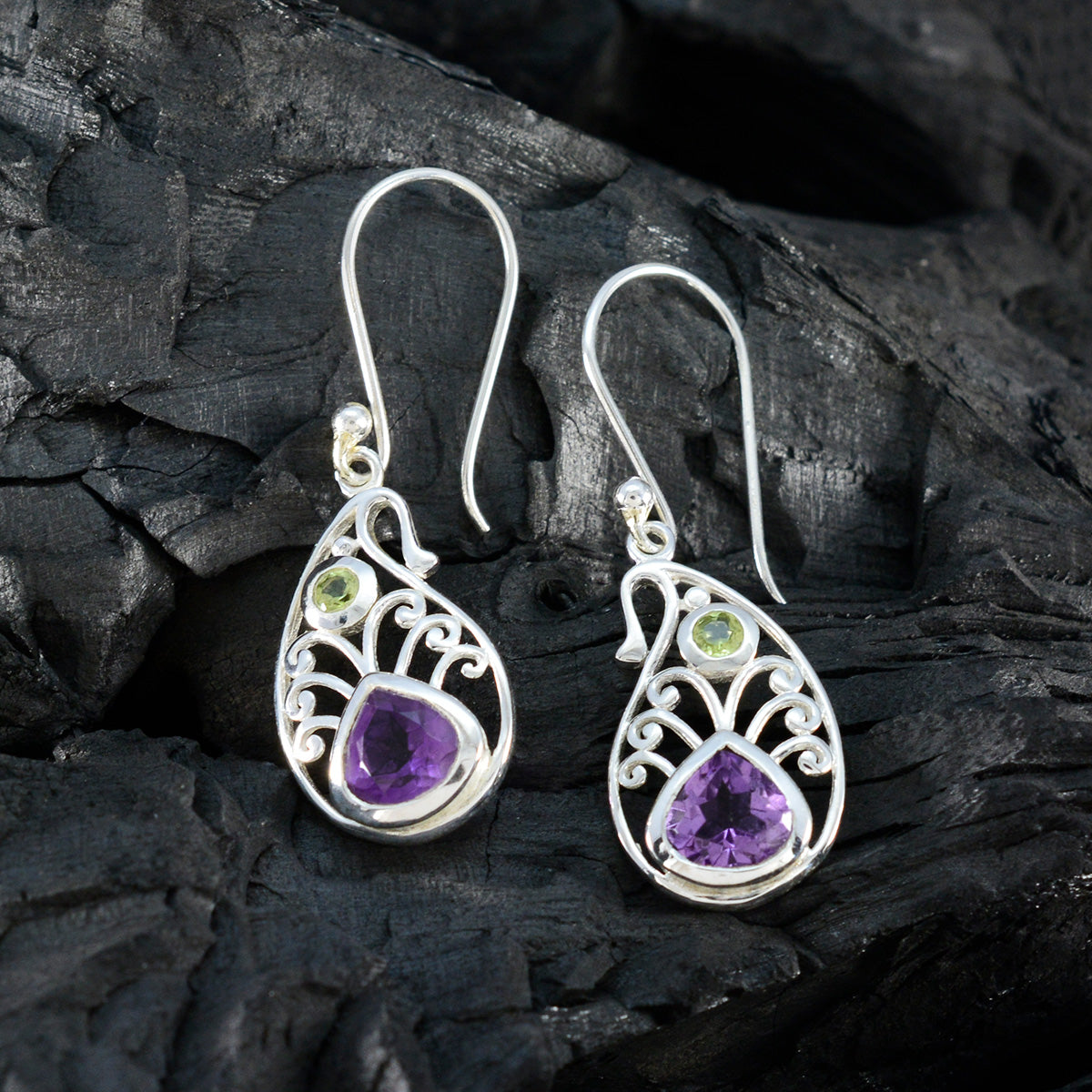 Multi-French-Hanna-multiple-Dangle-multicolor-Silver-Earring