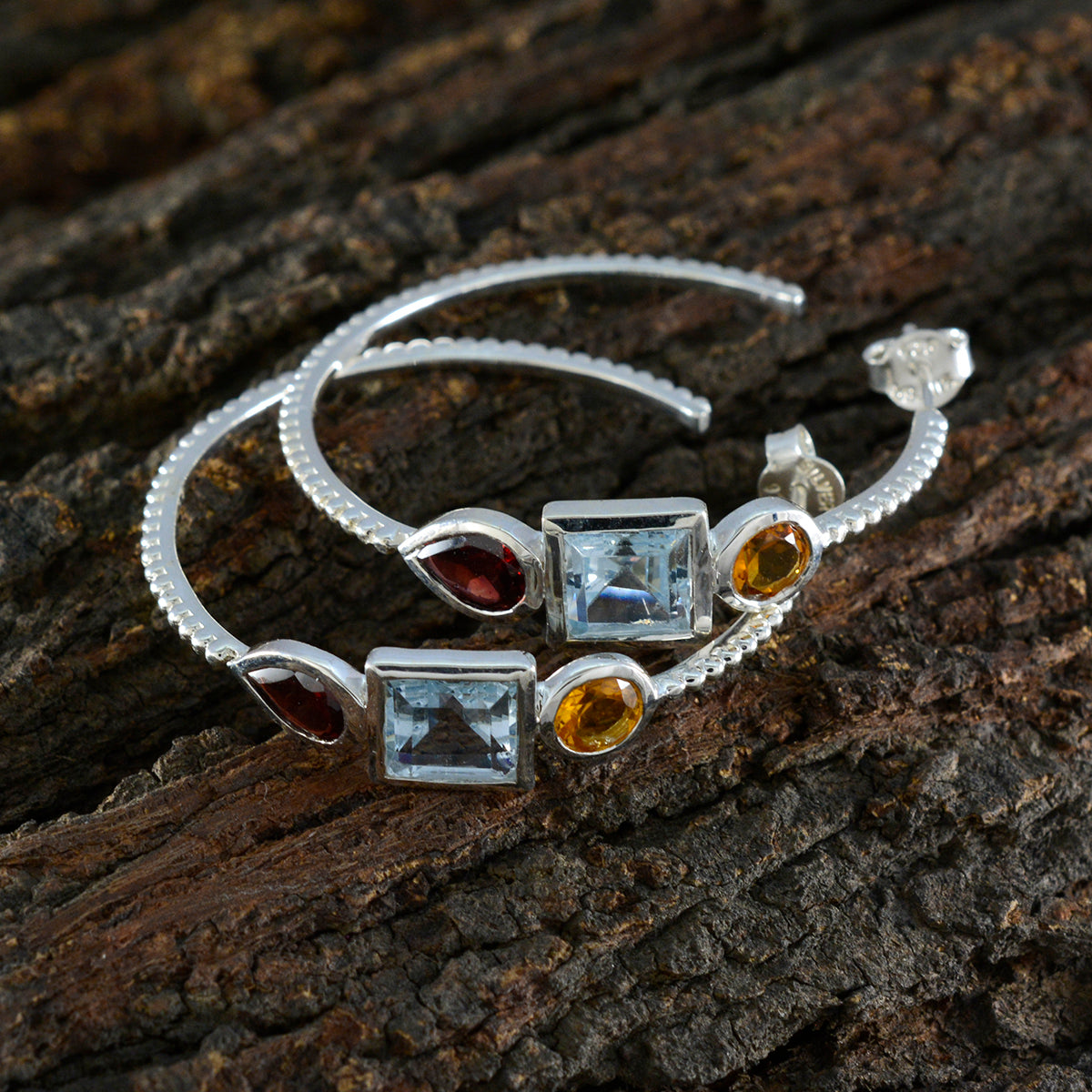 Multi-African-Ji-eun-Trilogy-Stud-multicolor-925-Silver-Earring