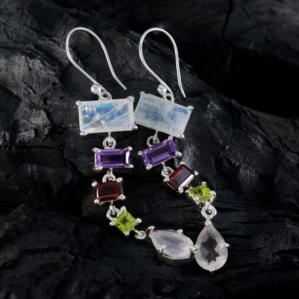 Multi-Australian-Savannah-Penta-Dangle-multicolor-Silver-Earring