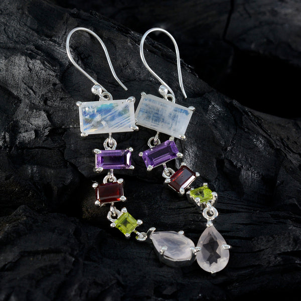 Multi-Australian-Savannah-Penta-Dangle-multicolor-Silver-Earring