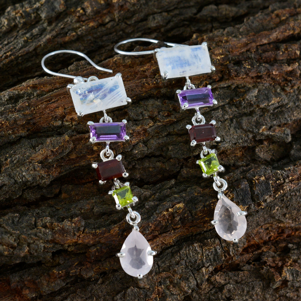 Multi-Australian-Savannah-Penta-Dangle-multicolor-Silver-Earring