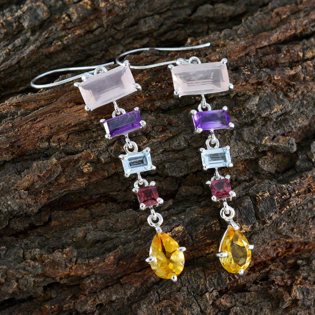 Multi-Spanish-Scarlett-Penta-Dangle-multicolor-Sterling-Silver-Earring